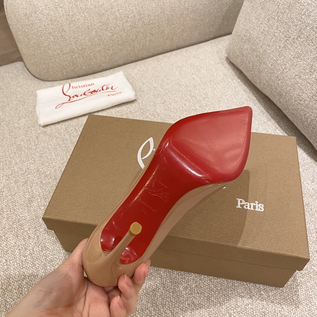 『Patente de cuero zapatos individuales』nude Christian Louboutin CL 6.5cm/8.5cm/10cm versión superior