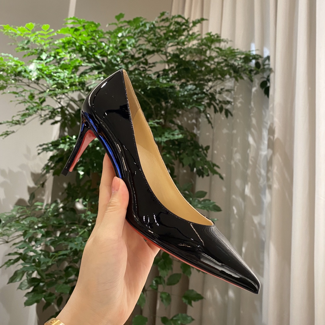 『Patente de cuero zapatos individuales』Negro Christian Louboutin CL 6.5cm/8.5cm/10cm versión superio