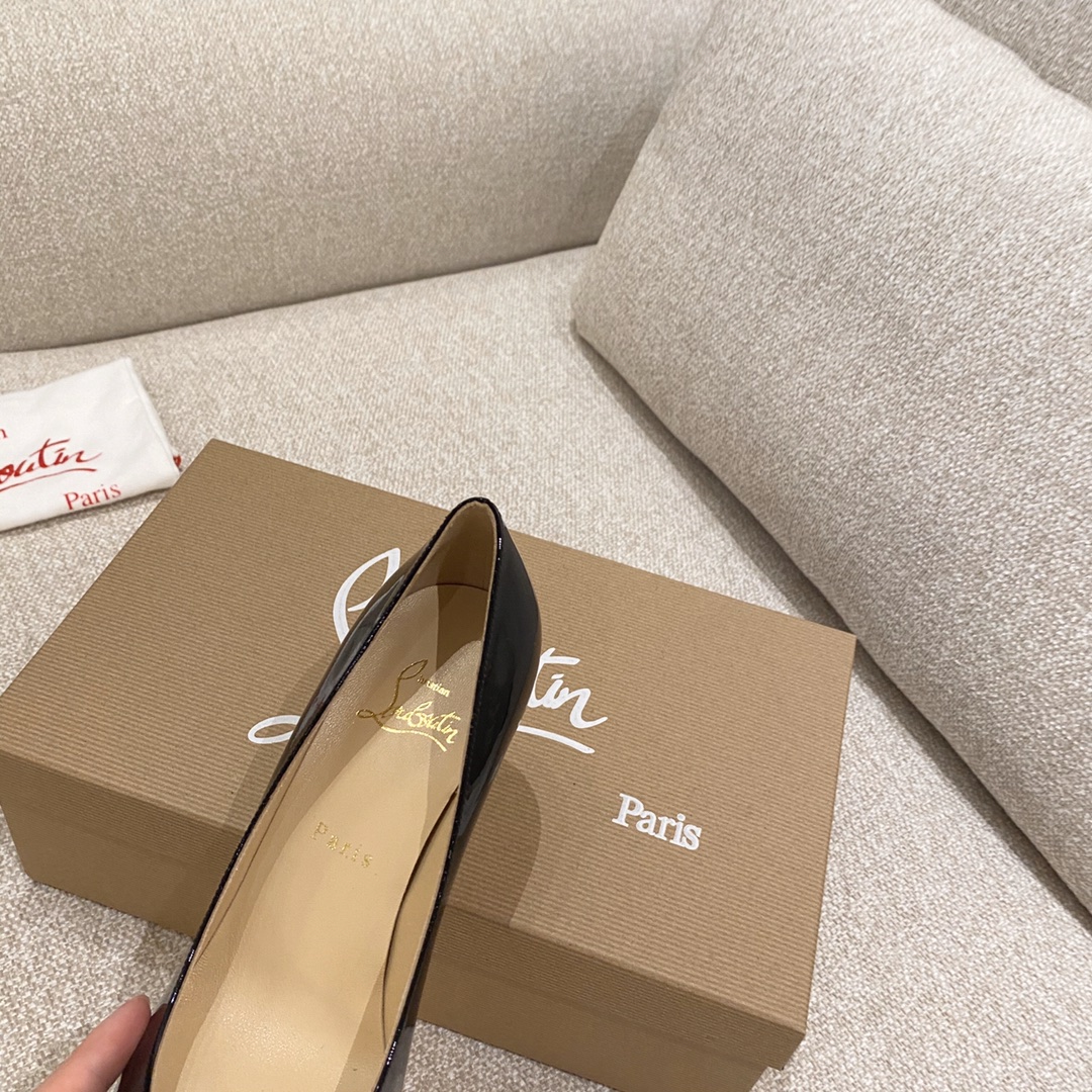 『Patente de cuero zapatos individuales』Negro Christian Louboutin CL 6.5cm/8.5cm/10cm versión superio