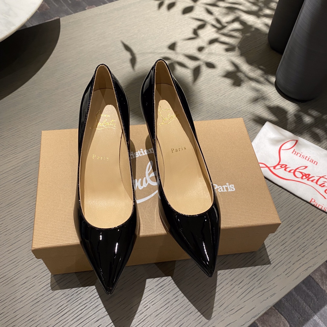 『Patente de cuero zapatos individuales』Negro Christian Louboutin CL 6.5cm/8.5cm/10cm versión superio