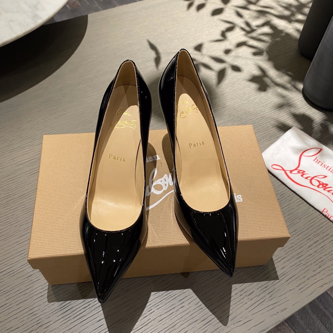 『Patente de cuero zapatos individuales』Negro Christian Louboutin CL 6.5cm/8.5cm/10cm versión superio