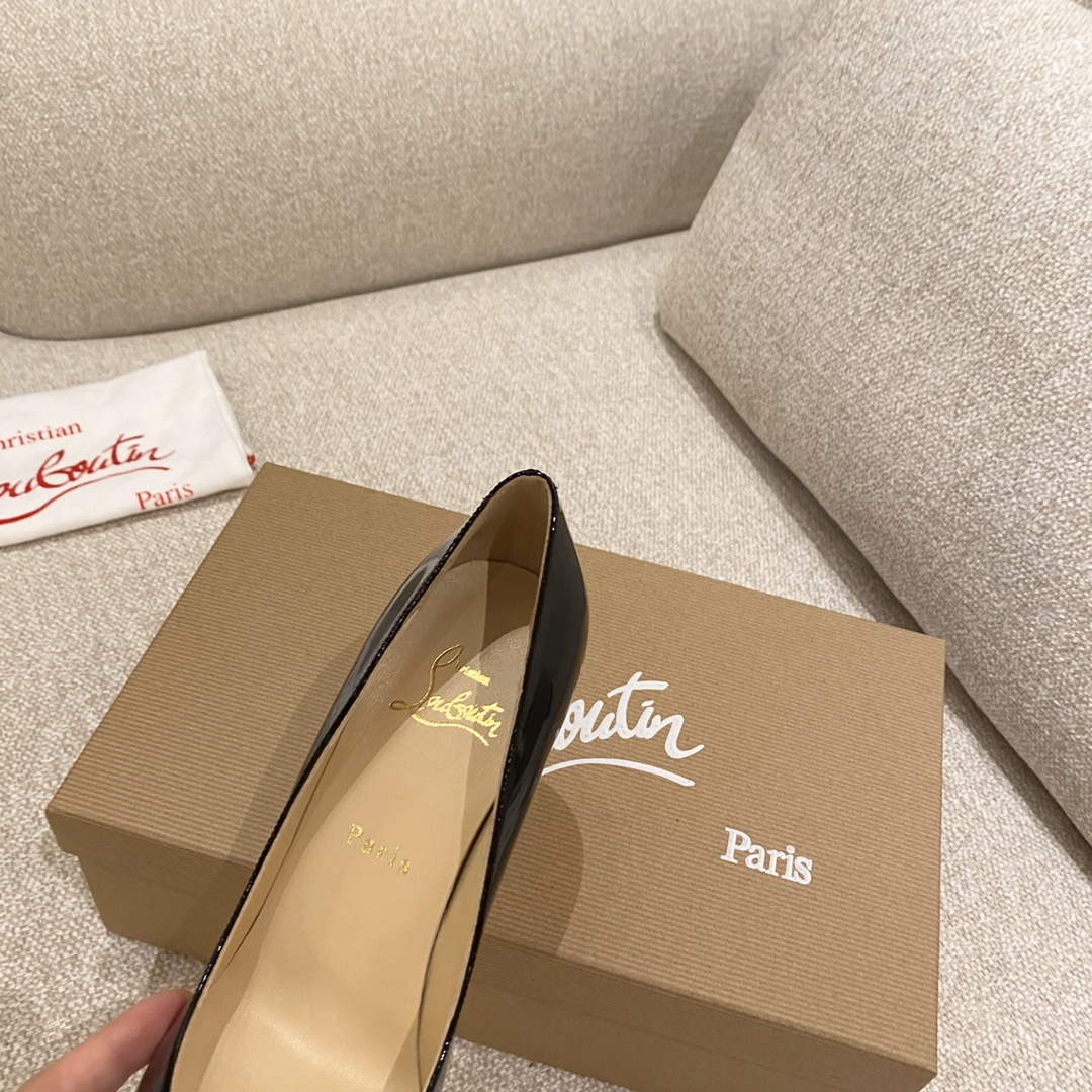 『Patente de cuero zapatos individuales』Negro Christian Louboutin CL 6.5cm/8.5cm/10cm versión superio