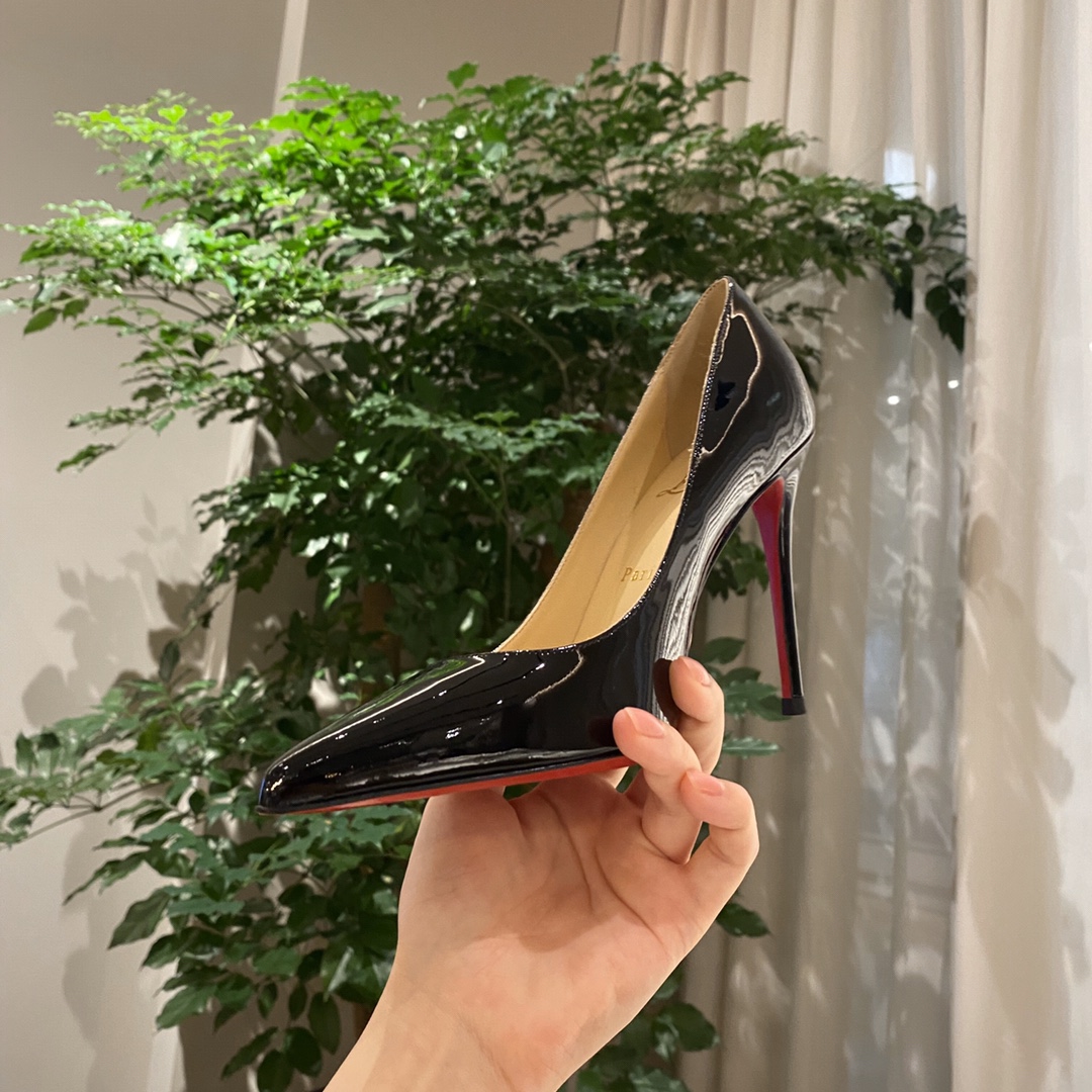『Patente de cuero zapatos individuales』Negro Christian Louboutin CL 6.5cm/8.5cm/10cm versión superio