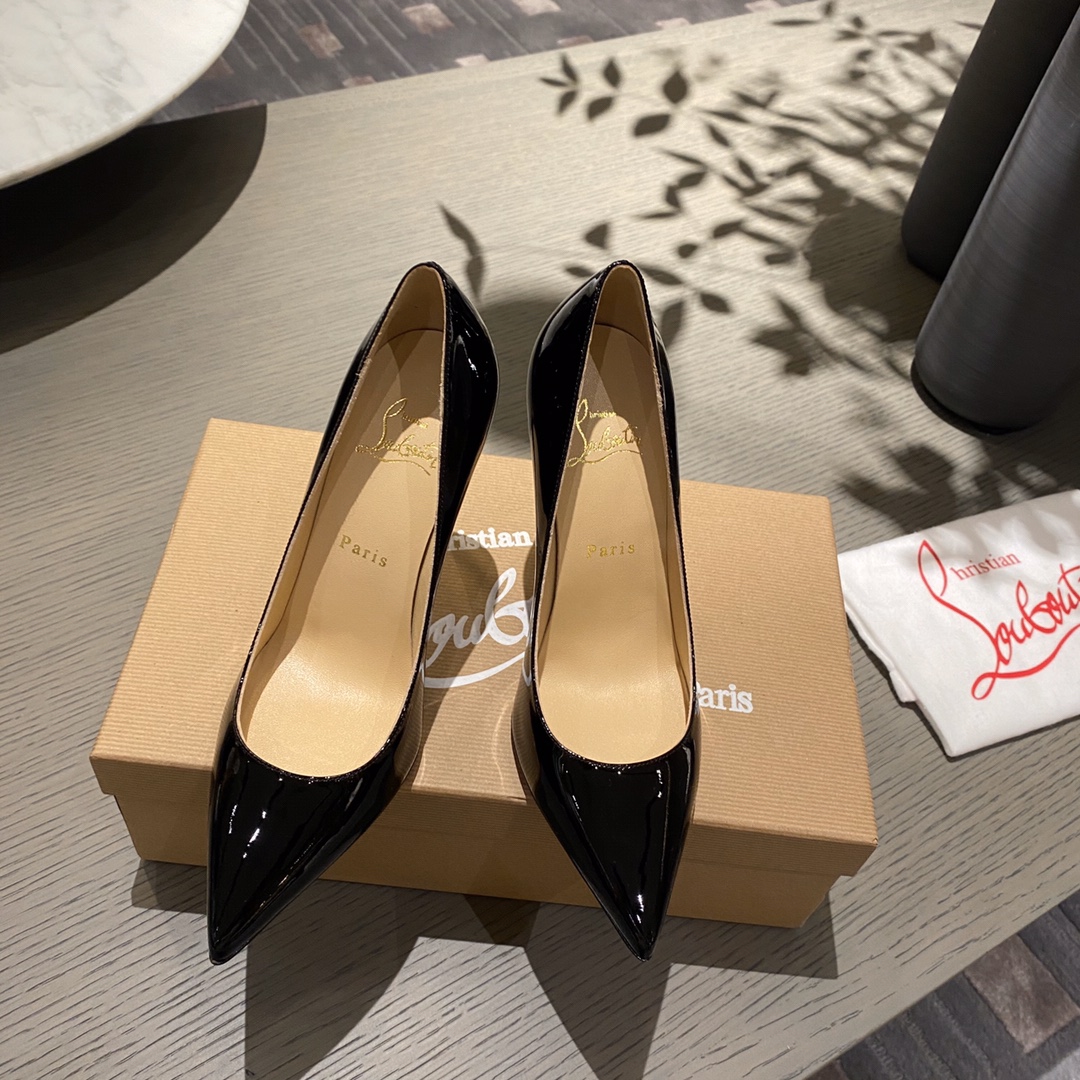 『Patente de cuero zapatos individuales』Negro Christian Louboutin CL 6.5cm/8.5cm/10cm versión superio
