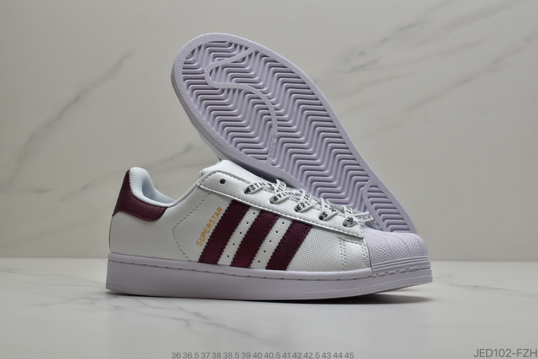 150 公司级阿迪达斯Adidas AD Originals SUPERSTAR W 白紫金属 贝壳头经典百搭休闲运动小白板鞋 原标原盒 货号：FV3396