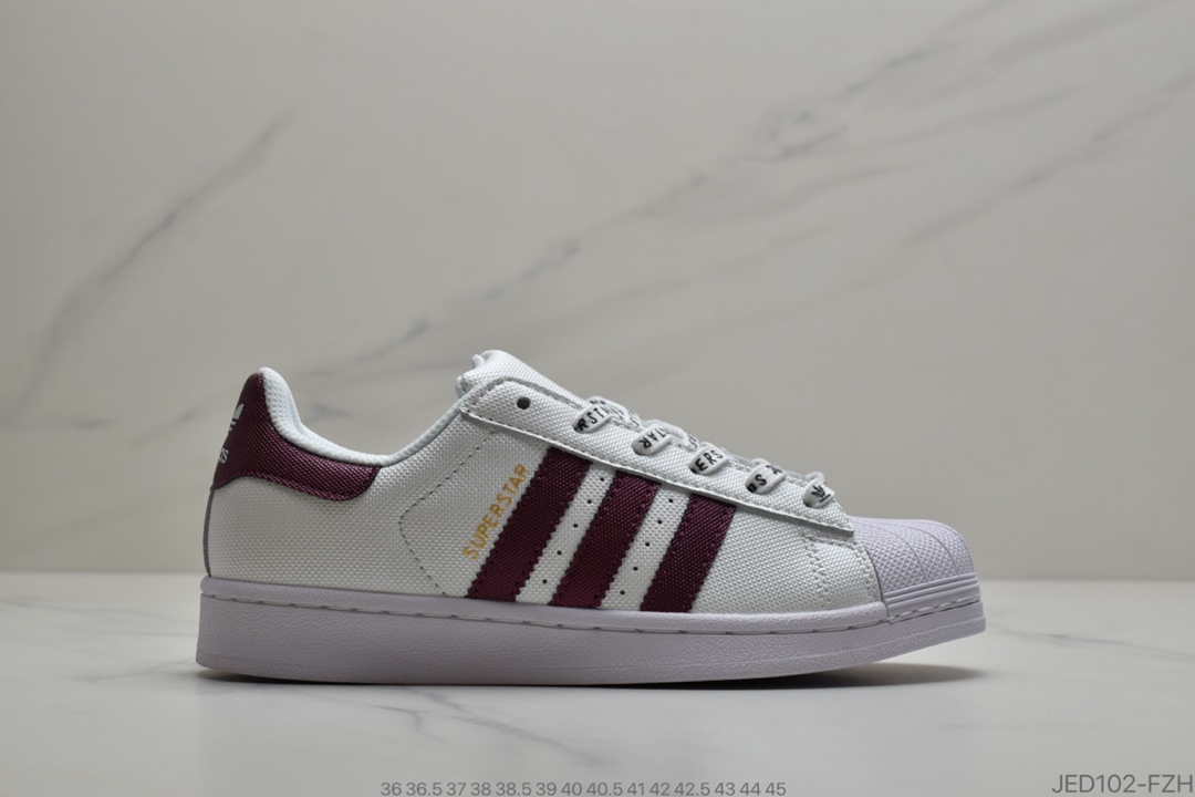150 公司级阿迪达斯Adidas AD Originals SUPERSTAR W 白紫金属 贝壳头经典百搭休闲运动小白板鞋 原标原盒 货号：FV3396
