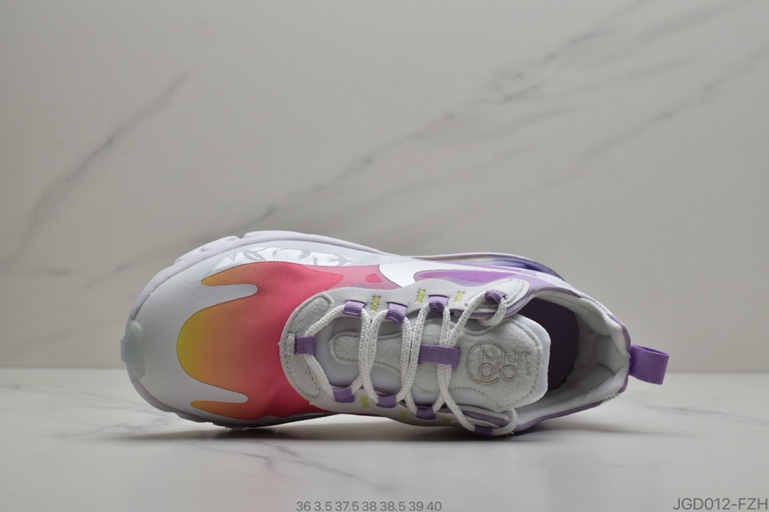 180 耐克Nike Air Max 270 React ”Chinese New Year”270瑞赛亚车系后列半掌垫气百搭运动跑慢鞋“白紫黄粉渐落变日”CU2995-911