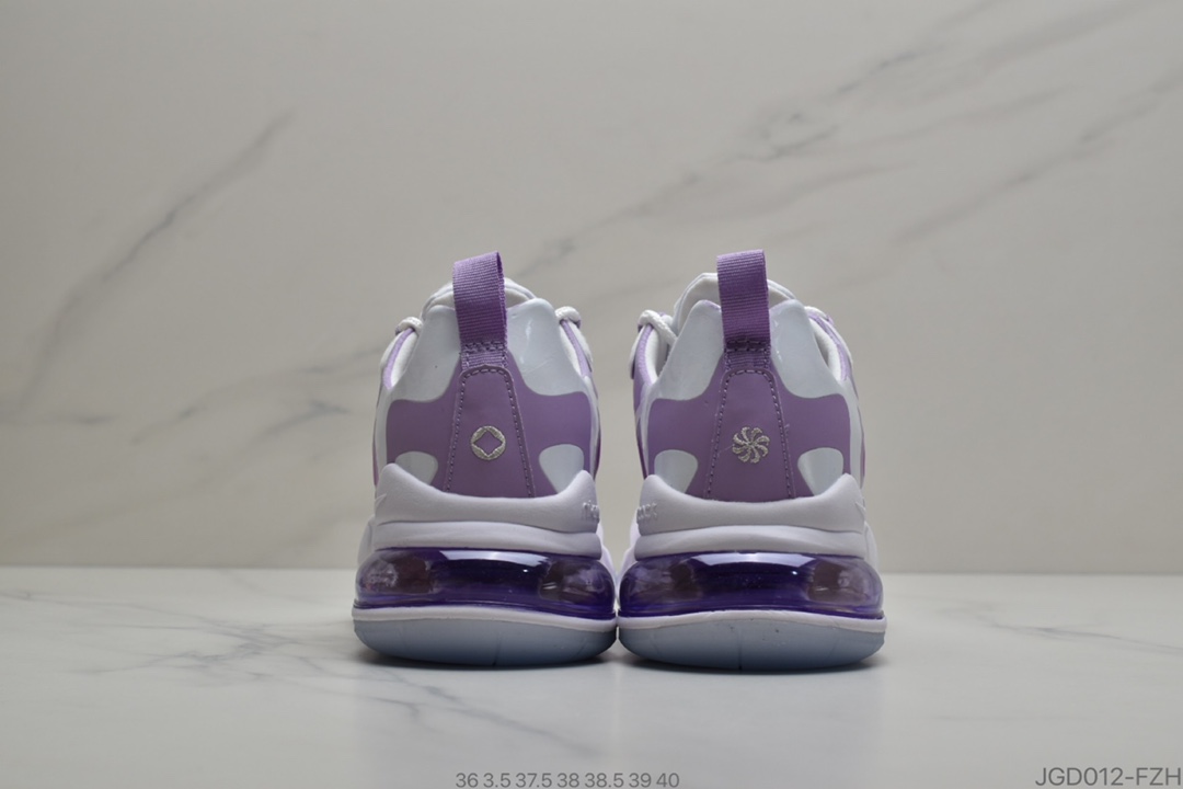 180 耐克Nike Air Max 270 React ”Chinese New Year”270瑞赛亚车系后列半掌垫气百搭运动跑慢鞋“白紫黄粉渐落变日”CU2995-911