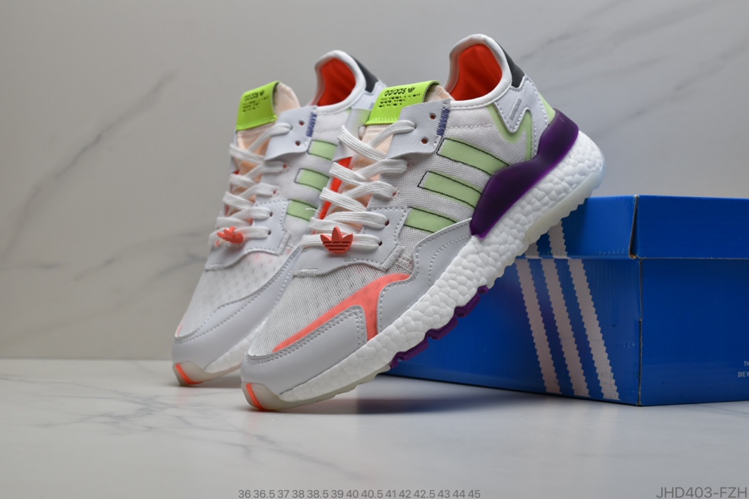 190 公司级Adidas Nite Jogger  白绿紫 联名夜行者 货号：FY0179
