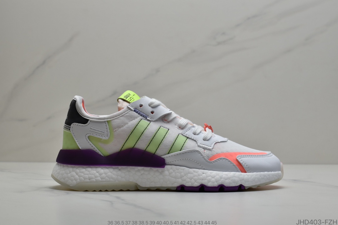 190 公司级Adidas Nite Jogger  白绿紫 联名夜行者 货号：FY0179