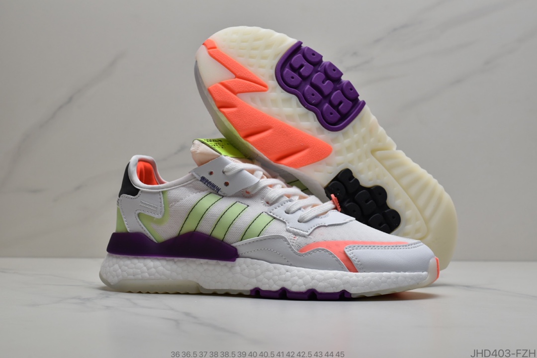 190 公司级Adidas Nite Jogger  白绿紫 联名夜行者 货号：FY0179