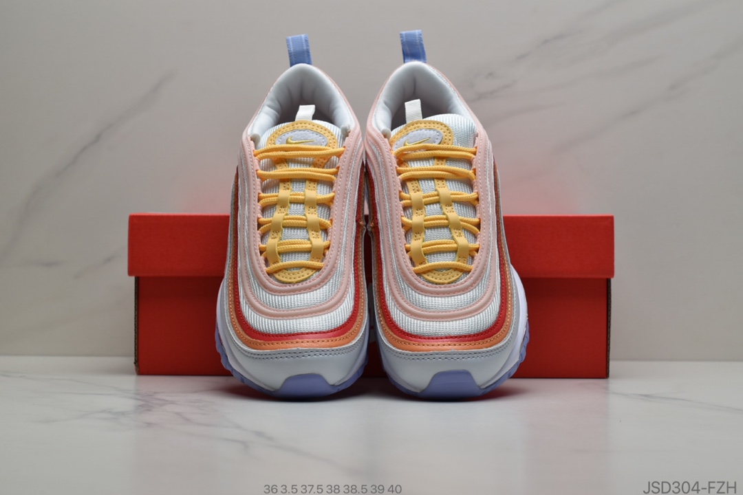 200 公司级 Nike Air Max 97 海外限定配色“紫橙红”反光子弹气垫跑步鞋 CW5588-001