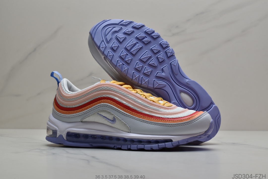 200 公司级 Nike Air Max 97 海外限定配色“紫橙红”反光子弹气垫跑步鞋 CW5588-001