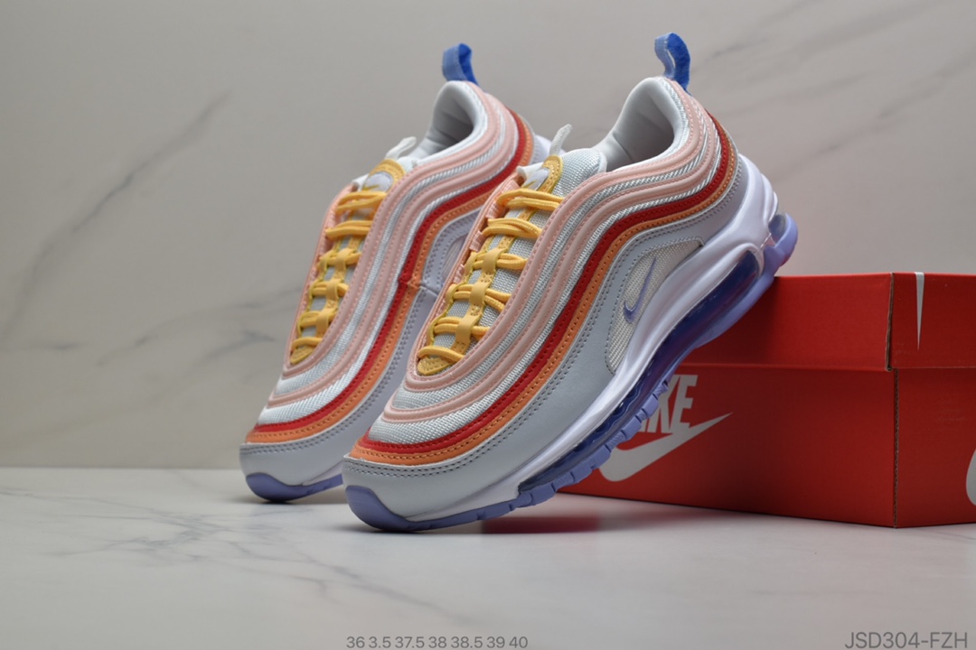 200 公司级 Nike Air Max 97 海外限定配色“紫橙红”反光子弹气垫跑步鞋 CW5588-001