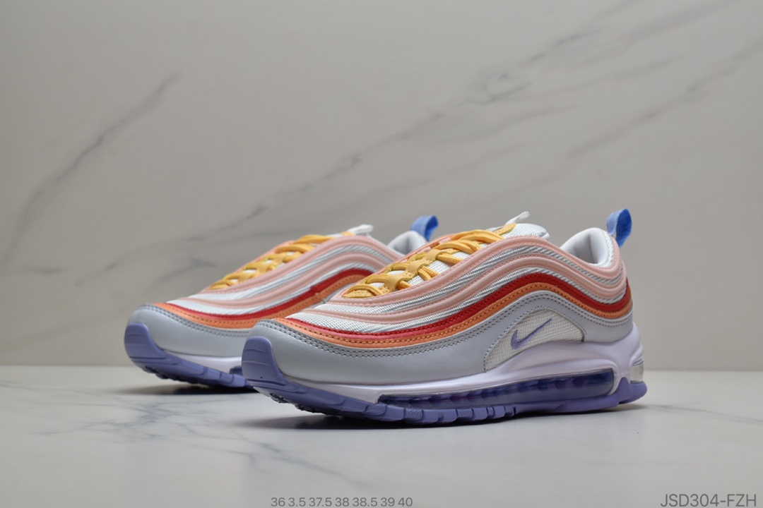 200 公司级 Nike Air Max 97 海外限定配色“紫橙红”反光子弹气垫跑步鞋 CW5588-001