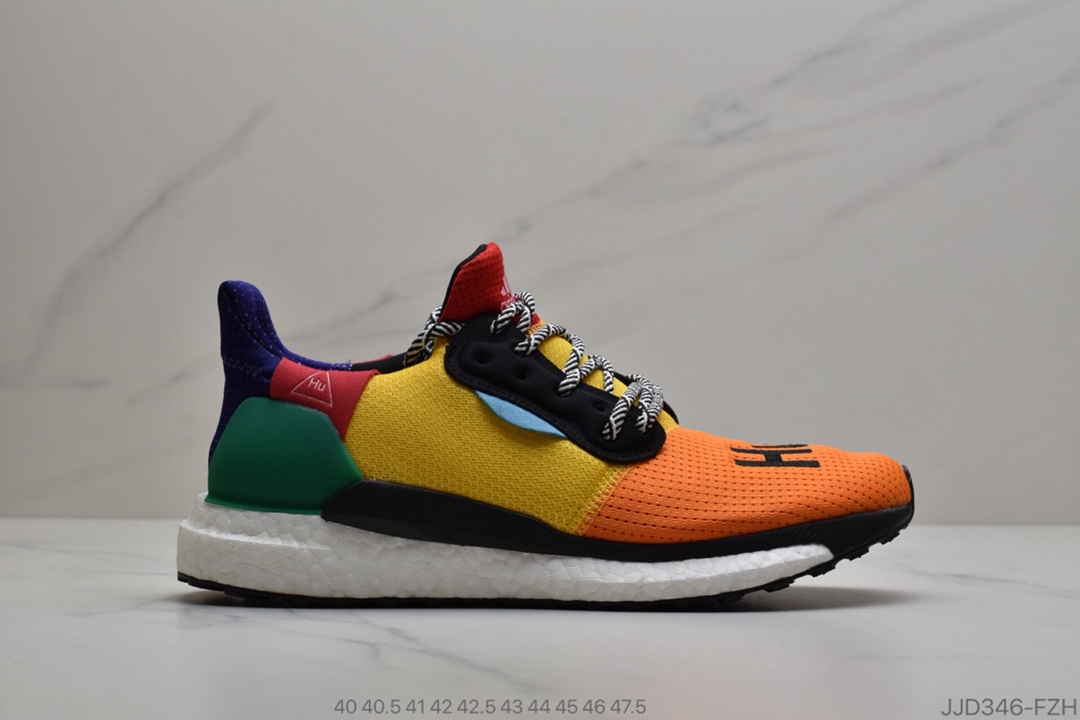 130 公司级Pharrell x Solar Hu Glide ST菲董联名编织彩虹拼接撞色  货号：BB8042