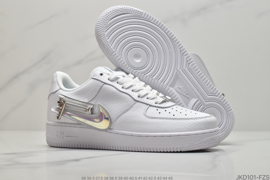 160 公司级耐克 Nike Air Force 1 Low 黑/白解构拉链换勾 空军一号低帮百搭休闲运动板鞋CW6558-100