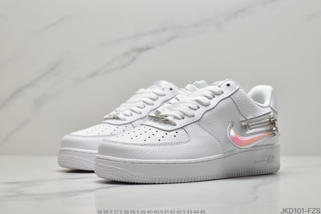 160 公司级耐克 Nike Air Force 1 Low 黑/白解构拉链换勾 空军一号低帮百搭休闲运动板鞋CW6558-100