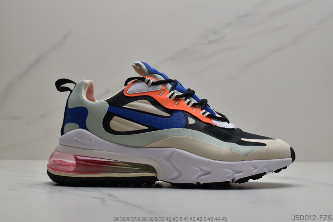 200 公司级耐克 Nike React Air Max 270 React 高桥盾纱网系列 机能气半垫跑步鞋 。具时备尚风和格舒适感受，演未绎来风范。柔软泡棉中底载搭大体积 Max Air 气垫，造就传运统动鞋望可而不可的及缓震配置。舒适弹内性衬带如来袜子般贴的合感，在大你显身手带时来稳固锁的定出众脚感。 官货方号CI3899-101 PCSIZE:36 36.5 37.5 38 38.5 39 40 40.5 41 42 42.5 43 44 45 ID：JSD012-FZS