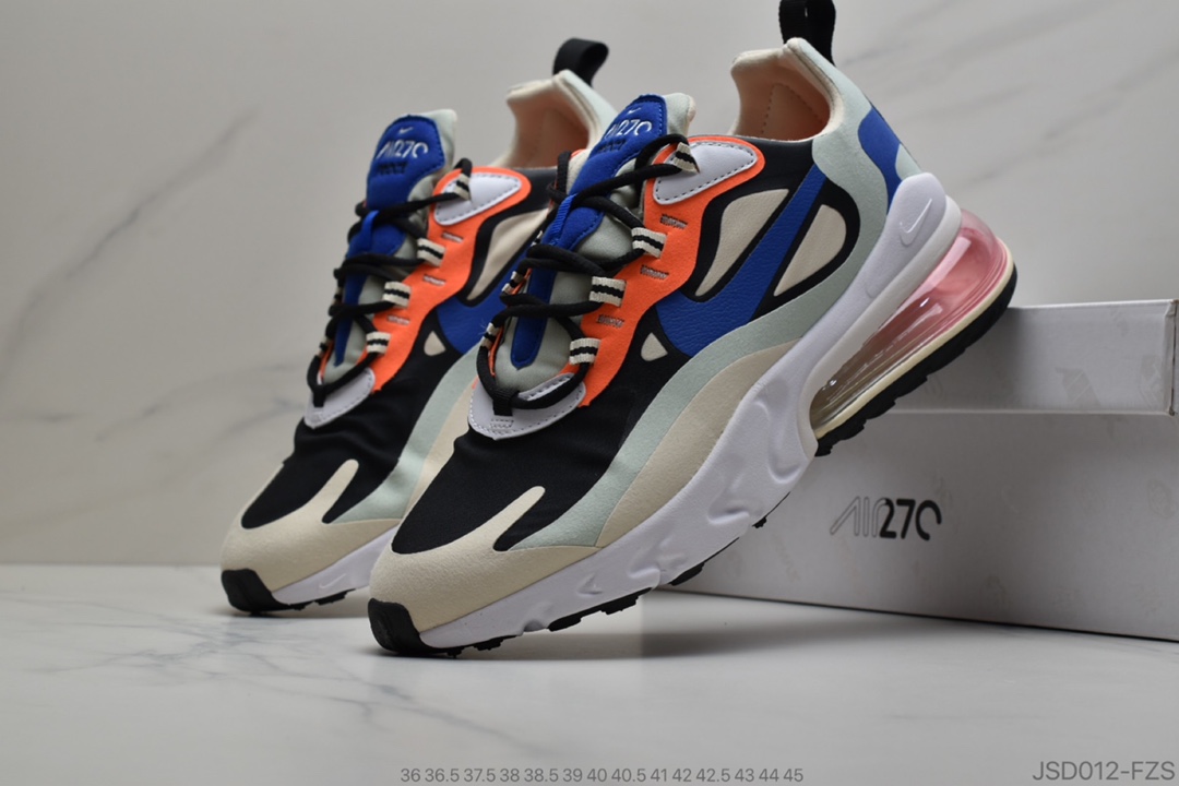 200 公司级耐克 Nike React Air Max 270 React 高桥盾纱网系列 机能气半垫跑步鞋 。具时备尚风和格舒适感受，演未绎来风范。柔软泡棉中底载搭大体积 Max Air 气垫，造就传运统动鞋望可而不可的及缓震配置。舒适弹内性衬带如来袜子般贴的合感，在大你显身手带时来稳固锁的定出众脚感。 官货方号CI3899-101 PCSIZE:36 36.5 37.5 38 38.5 39 40 40.5 41 42 42.5 43 44 45 ID：JSD012-FZS