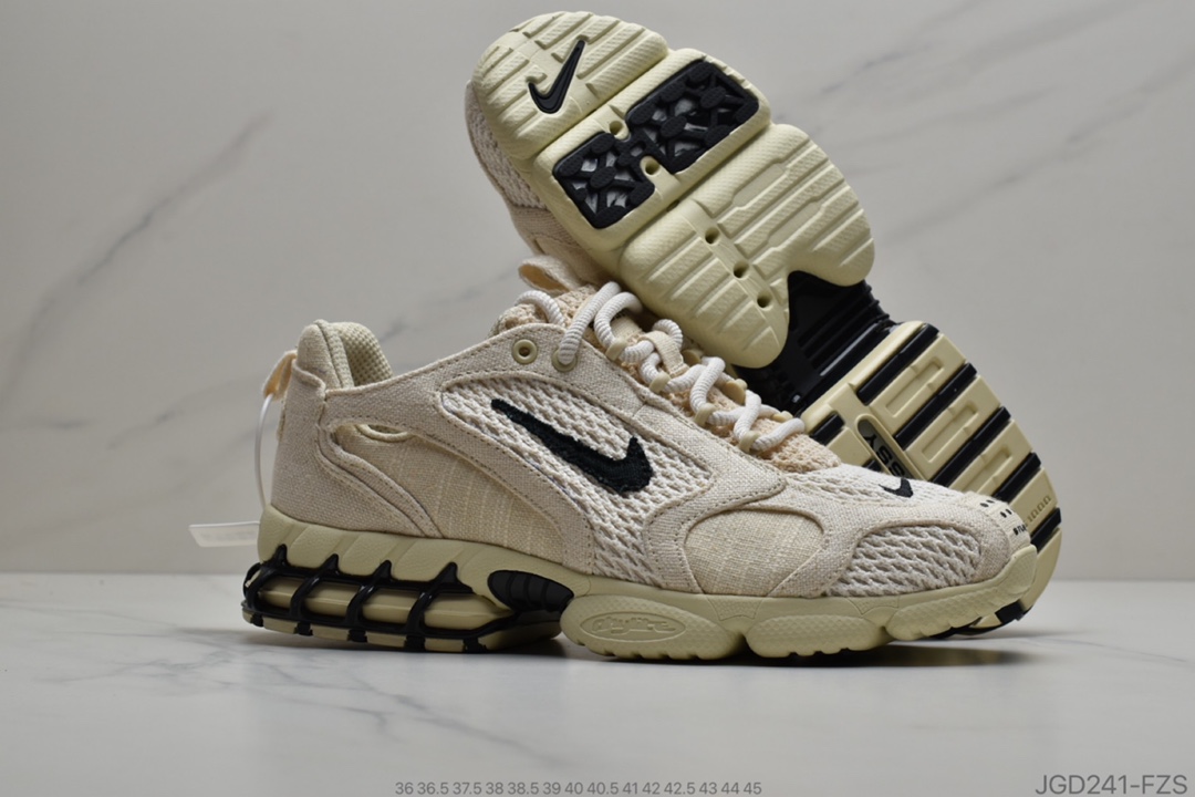 180 公司级Stussy x Air Zoom Spiridon CG 2 六层组合超级联名 沙漠黄复古跑步鞋 CQ5486-200