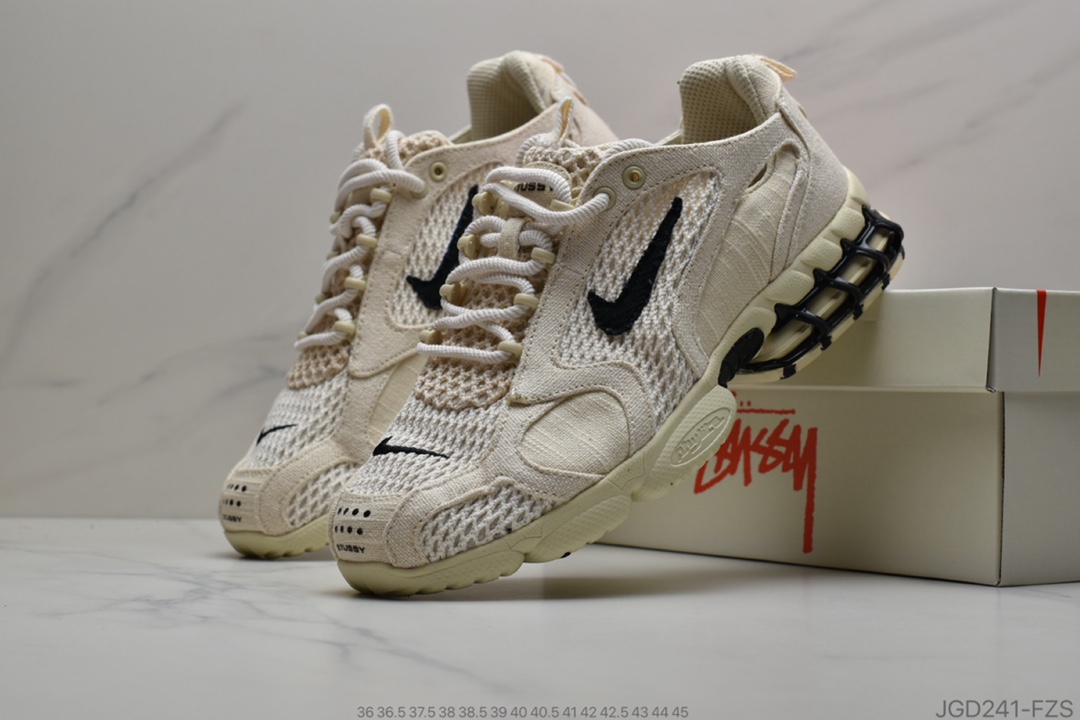 180 公司级Stussy x Air Zoom Spiridon CG 2 六层组合超级联名 沙漠黄复古跑步鞋 CQ5486-200
