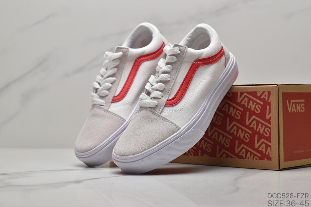 80 公司级万斯 Vans Old Skool 低系帮带 帆布拼接 情侣休闲板鞋