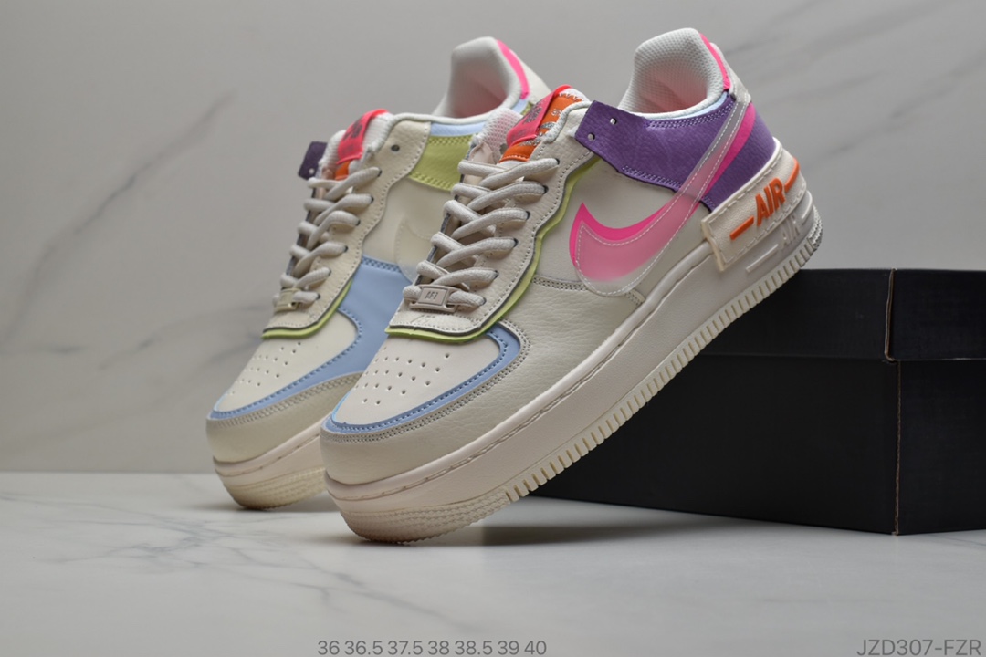 140 耐克 WMNS Air Force 1 Shadow”Tropical Twist”空一军号 轻增量高 低帮  板鞋”拼马接卡龙