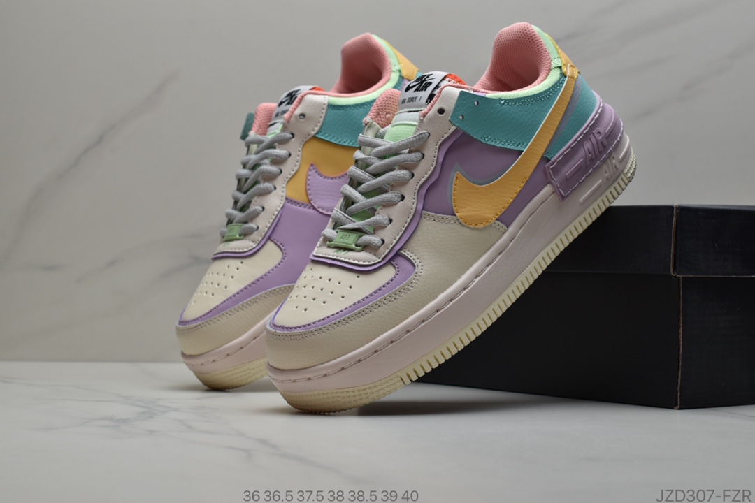 140 耐克 WMNS Air Force 1 Shadow”Tropical Twist”空一军号 轻增量高 低帮  板鞋”拼马接卡龙