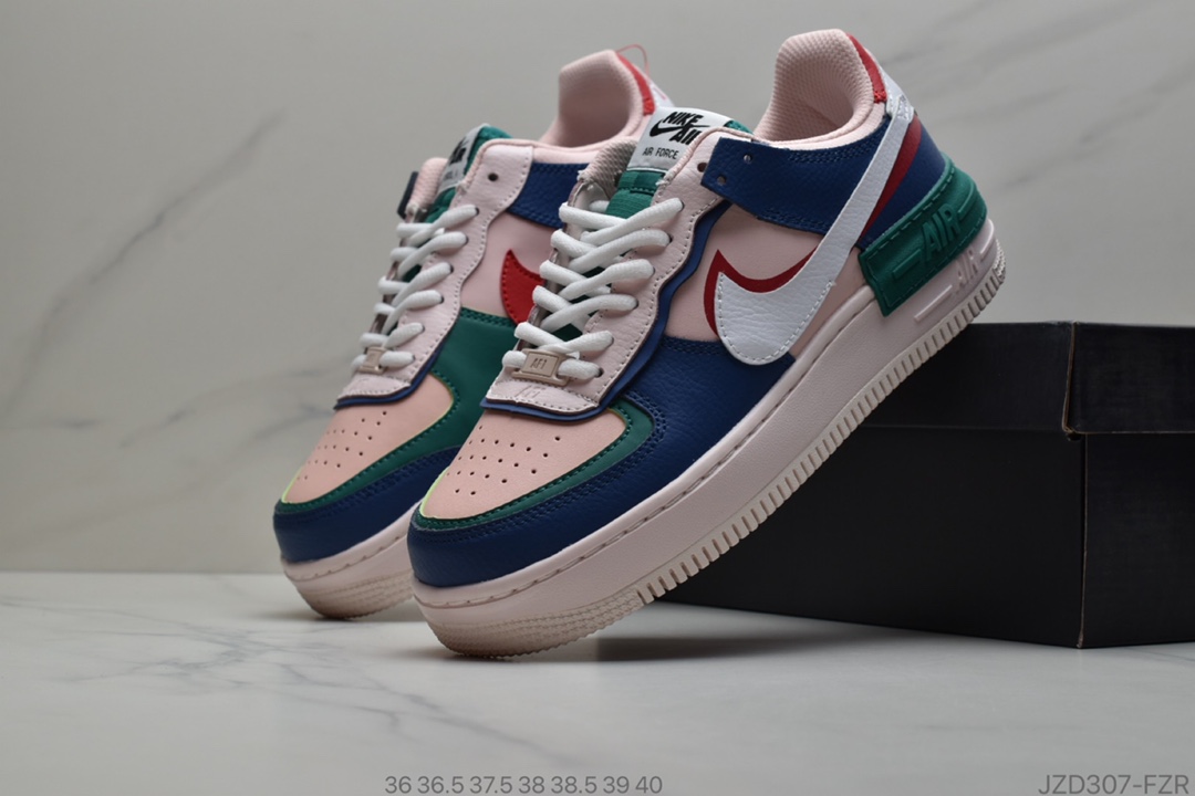 140 耐克 WMNS Air Force 1 Shadow”Tropical Twist”空一军号 轻增量高 低帮  板鞋”拼马接卡龙