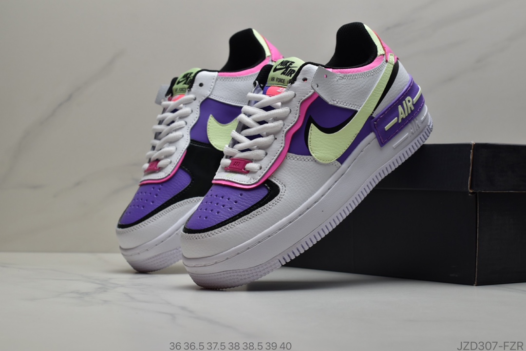 140 耐克 WMNS Air Force 1 Shadow”Tropical Twist”空一军号 轻增量高 低帮  板鞋”拼马接卡龙