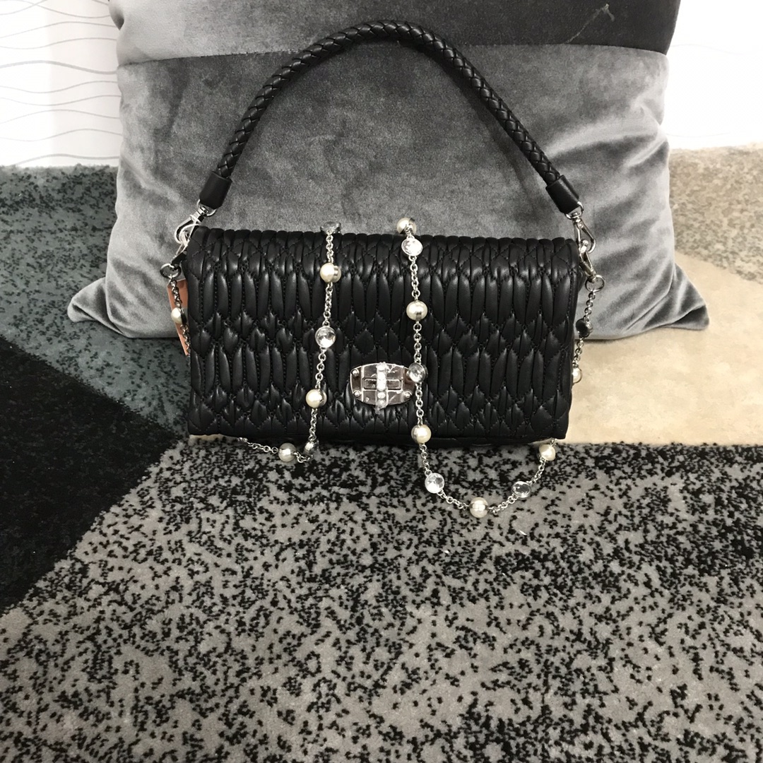 Karl Lagerfeld Paris Black Velvet Clutch/Shoulder Bag With Chain.