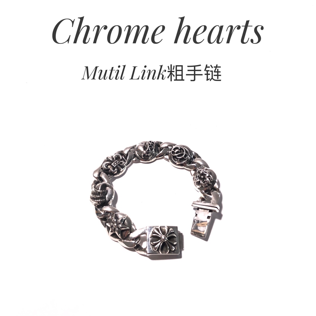 Chrome Hearts MZ出品， 开版 【新品推荐】 𝘾𝙝𝙧𝙤𝙢𝙚𝙃𝙚𝙖𝙧𝙩𝙨克罗心 Mutil Link粗手链