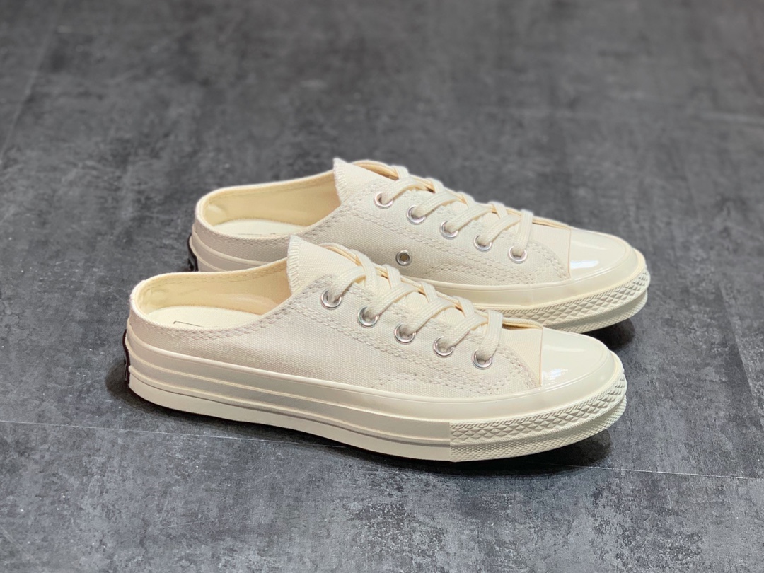 本地自取💰 匡威懒人鞋夏日必备# 夏季新款 Converse 1970s 半拖一脚蹬 官方最新版 正确软蓝底 双围条原厂硫化工艺 完美鞋楦定型 懒人鞋夏日必备 经典百搭 颜色:White/自然白 型号:167943c