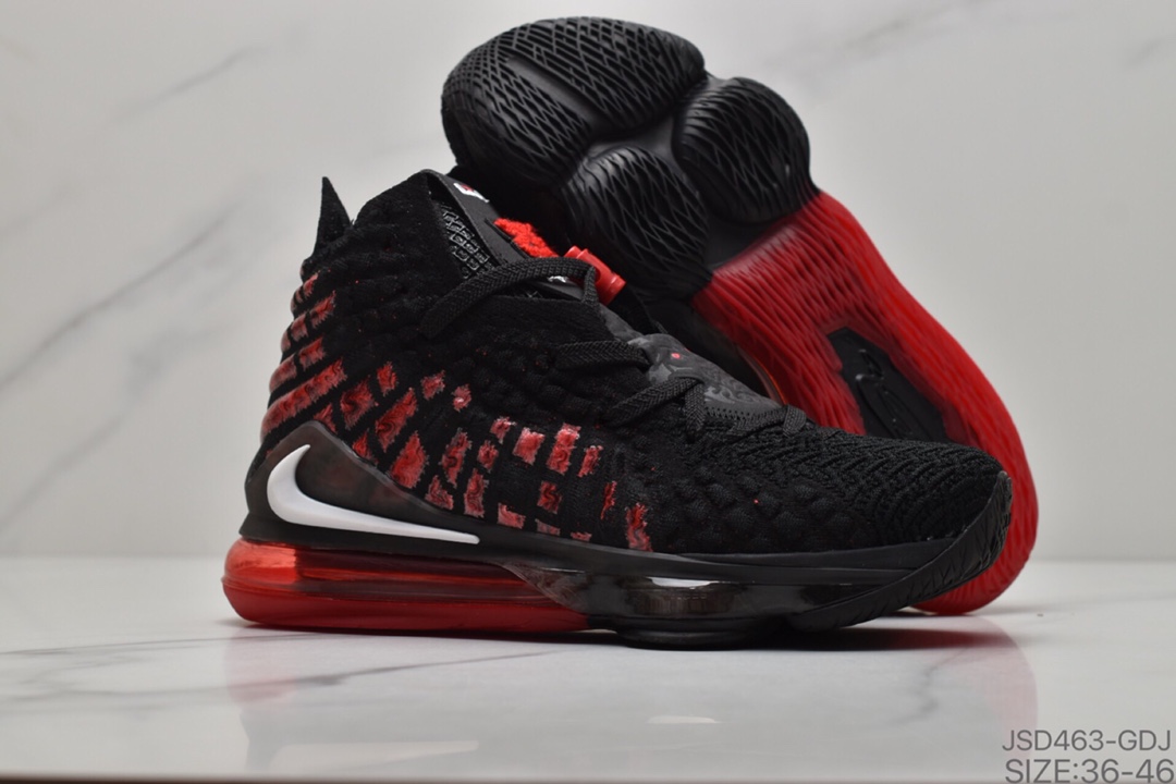 200 詹姆斯最新战靴Nike LeBron 17”Future Air”勒布朗·詹姆斯17代签名战靴室内实战高帮运动飞织篮球鞋 货号：BQ3177 006