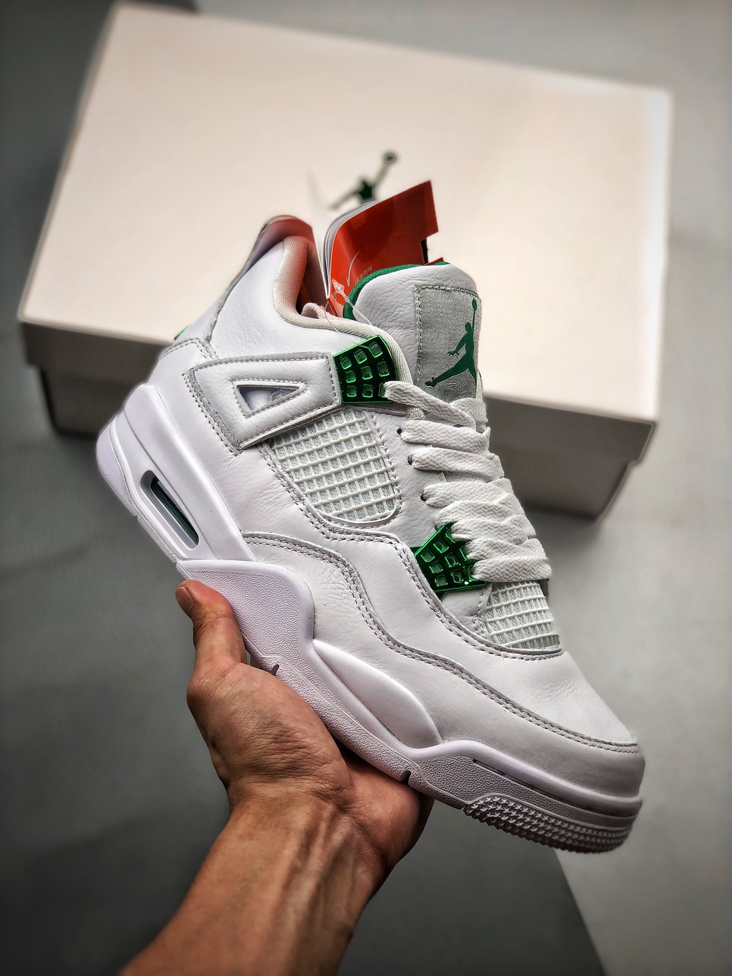 Soporte contra reembolso [Versión original oficial, interpretando el mejor Air Jordan 4 'Green Metallic' del mercado, m…