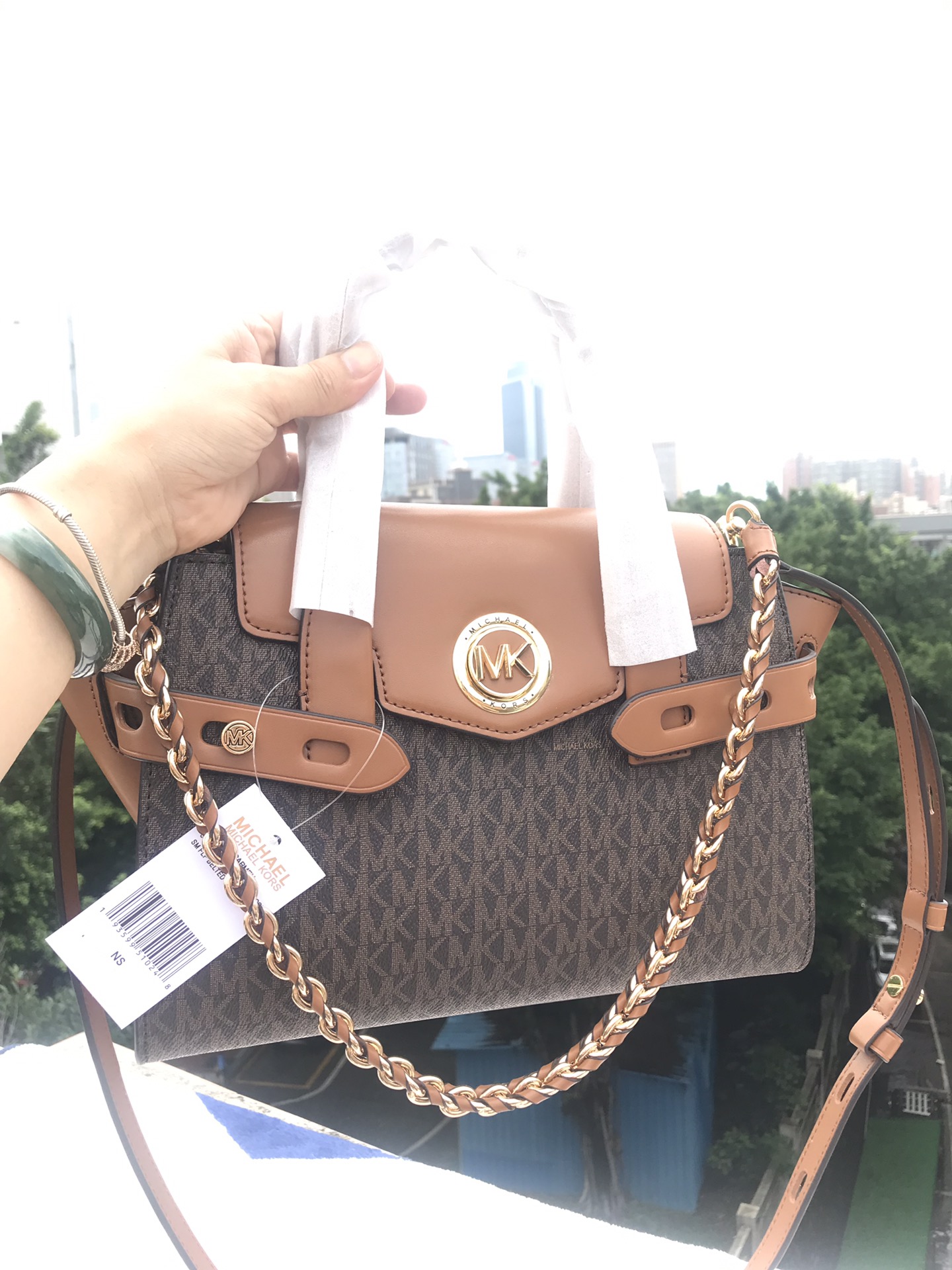 Michael Kors 耳朵包棕色拼棕