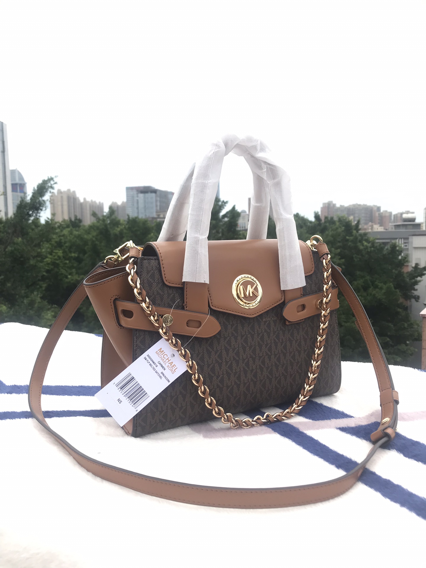 Michael Kors 耳朵包棕色拼棕
