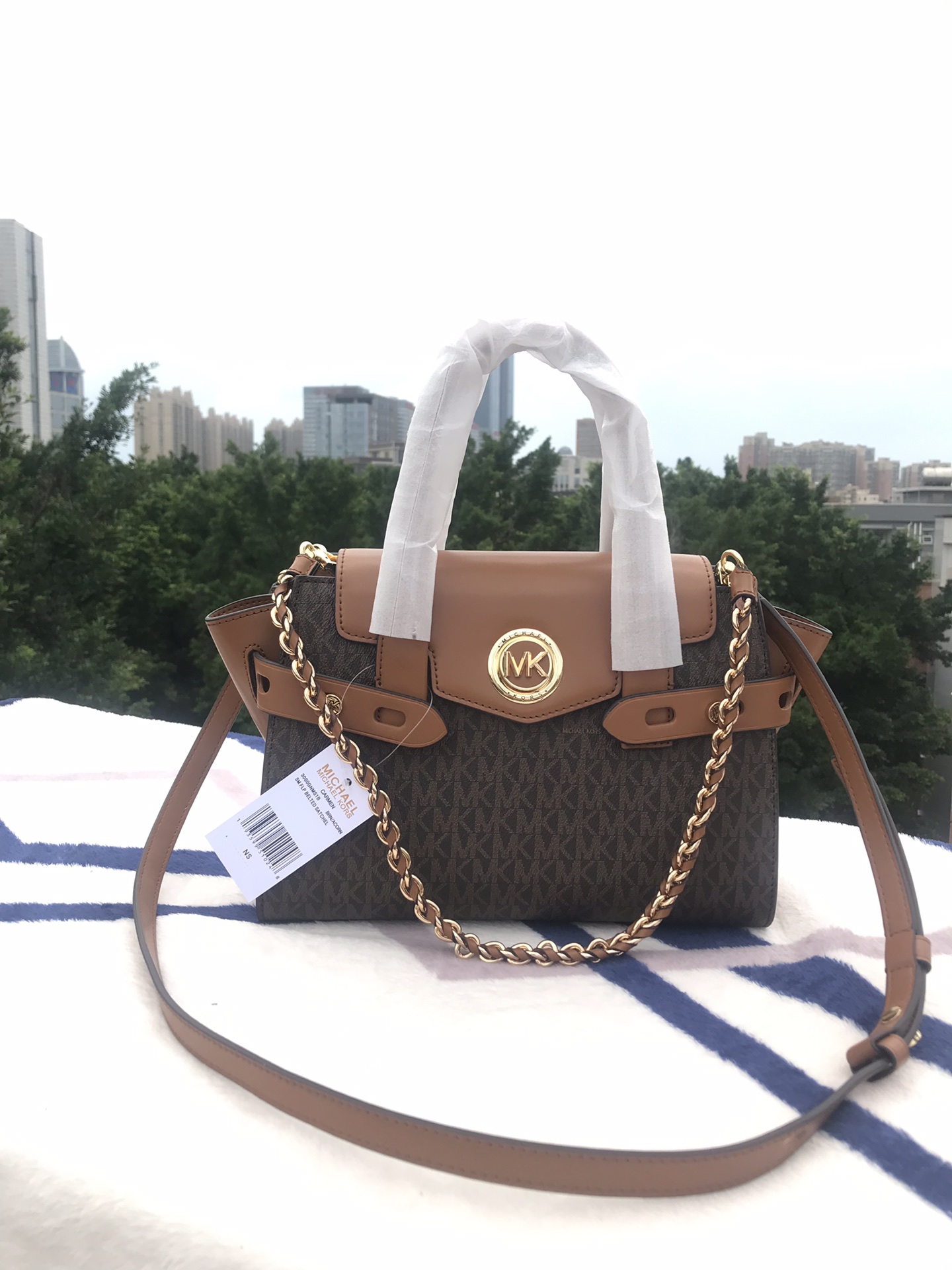 Michael Kors 耳朵包棕色拼棕