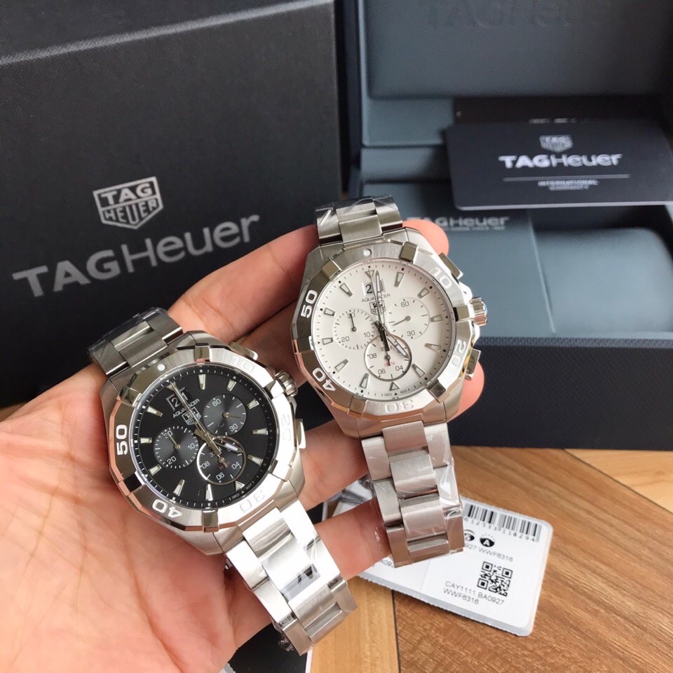태그호이어 아쿠아레이서 43mm 골드 크로노그래프 쿼츠 남성 시계 레플리카 45431