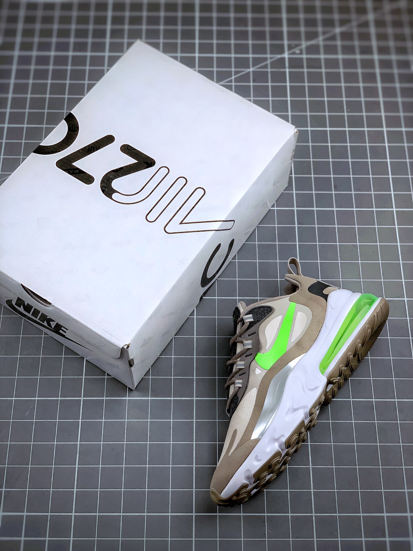 190 Air Max 270 React 浅咖灰绿 原盒二维码原标 扫描秒进官网 CQ4598-231