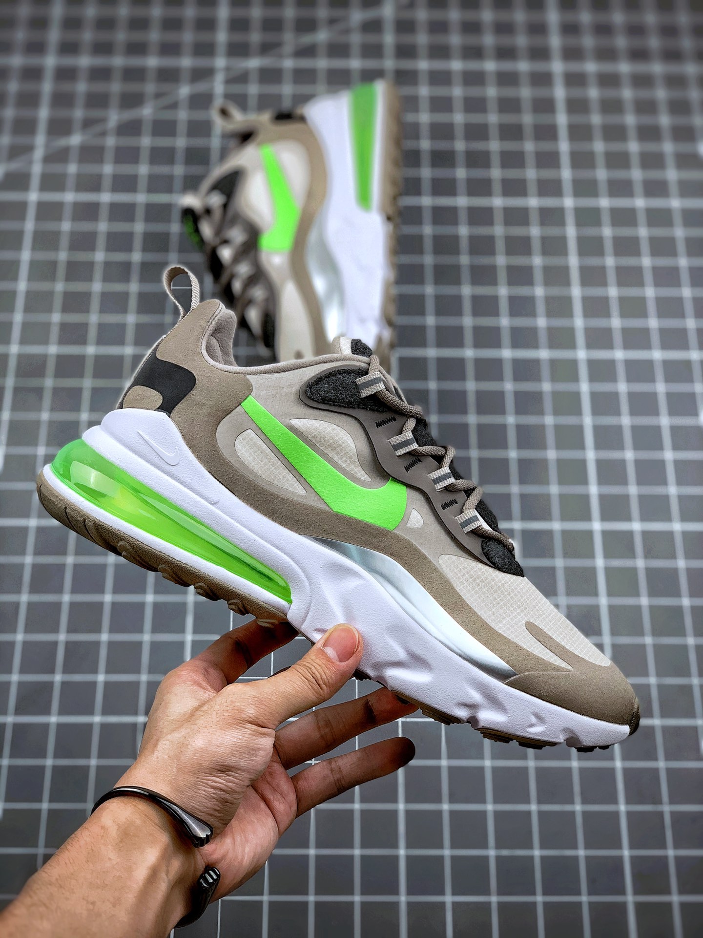 190 Air Max 270 React 浅咖灰绿 原盒二维码原标 扫描秒进官网 CQ4598-231