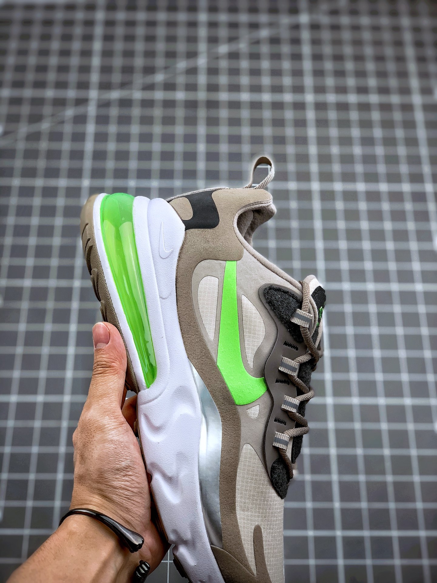 190 Air Max 270 React 浅咖灰绿 原盒二维码原标 扫描秒进官网 CQ4598-231