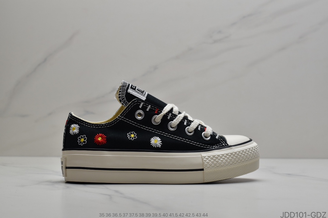 120 公司级Embroidered Floral Pplatform Chuck Taylor All Star Low Top 迄今为止Cv最完美刺绣 货号：567994c