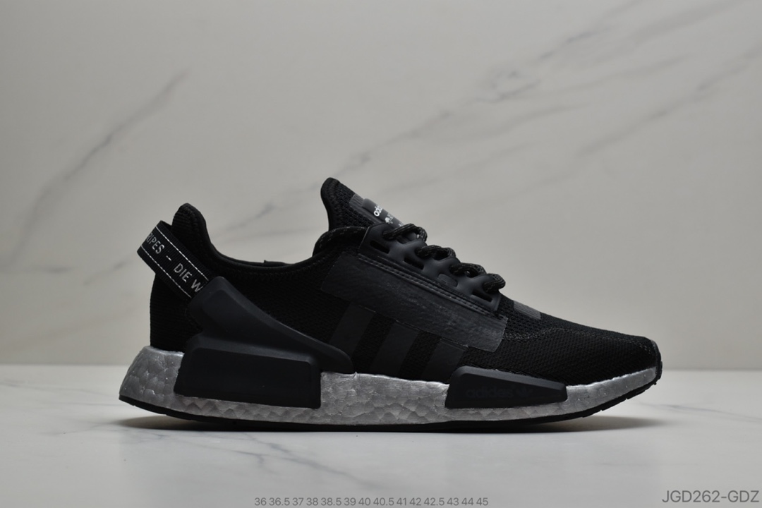180 公司级阿迪达斯Adidas三叶草 Originals Boost NMD R_1 V2” Black/Red/Blue”飞织系列百搭休闲运动跑步鞋 货号：FW5449