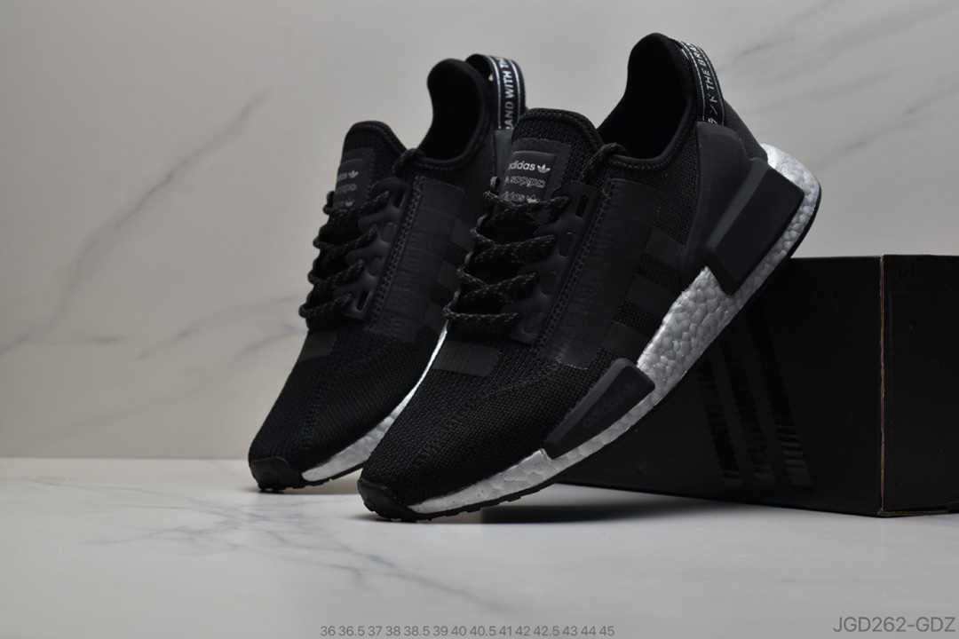 180 公司级阿迪达斯Adidas三叶草 Originals Boost NMD R_1 V2” Black/Red/Blue”飞织系列百搭休闲运动跑步鞋 货号：FW5449