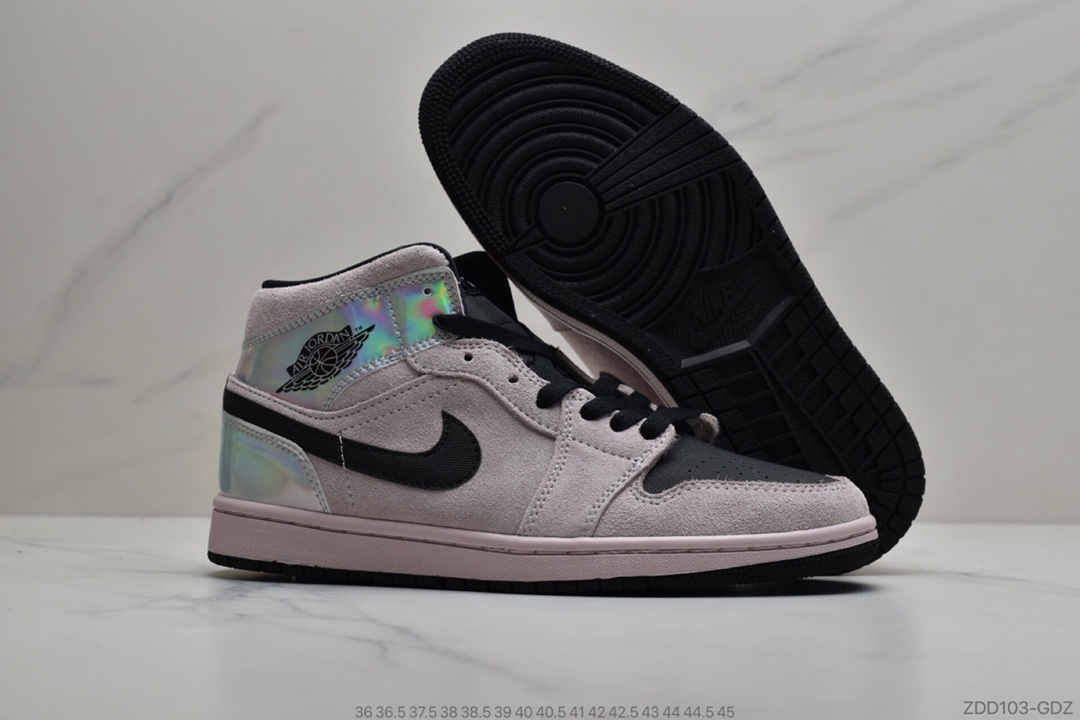 230 公司级Air Jordan 1 Mid “Iridescent”镭射脏粉  货号：BQ6472-602