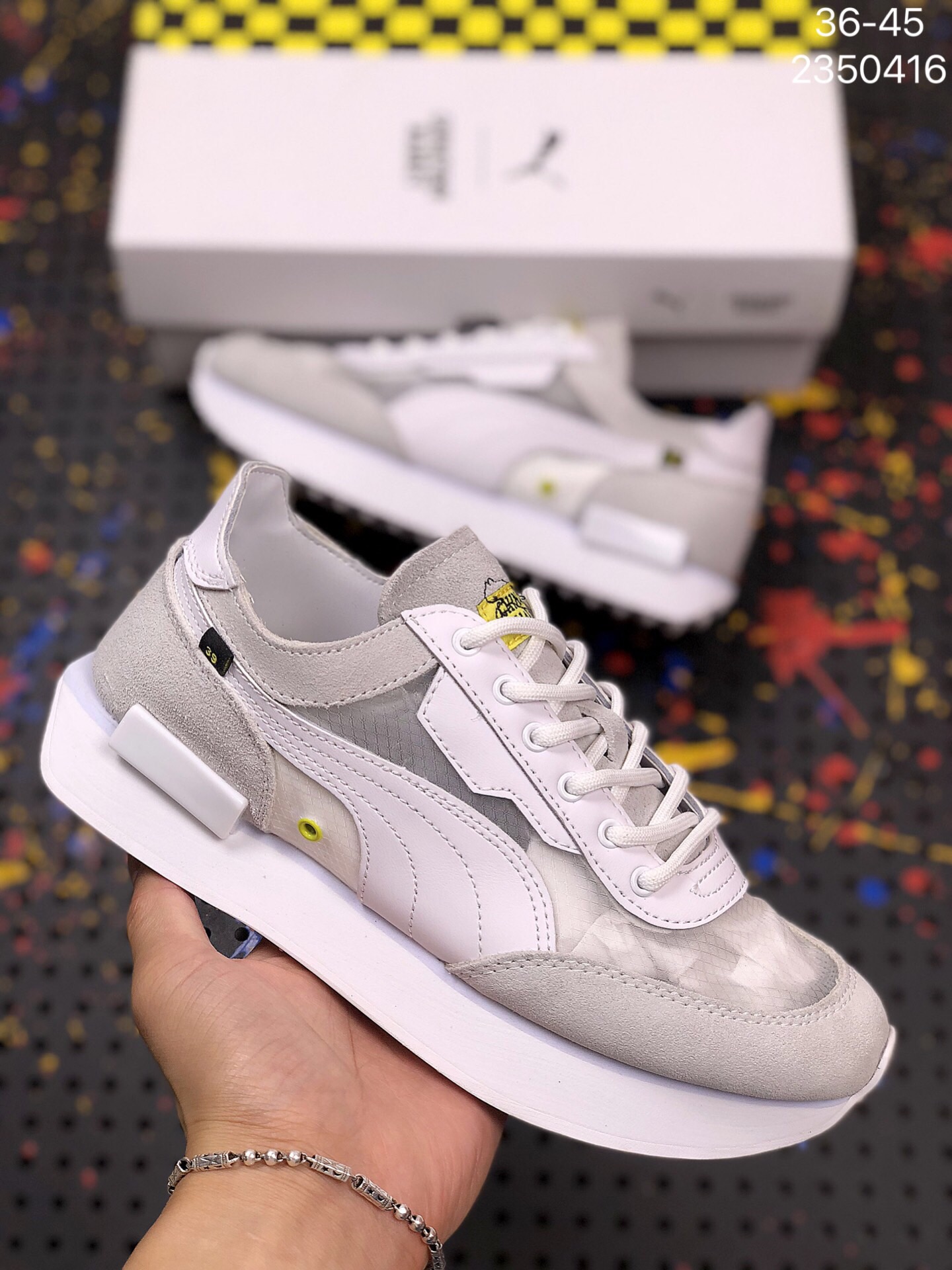 🈴💰90 真标 带半码 PUMA Future Rider X CTM 彪马新一代夏季透明网纱厚底经典复刻慢跑鞋 货号:2350416