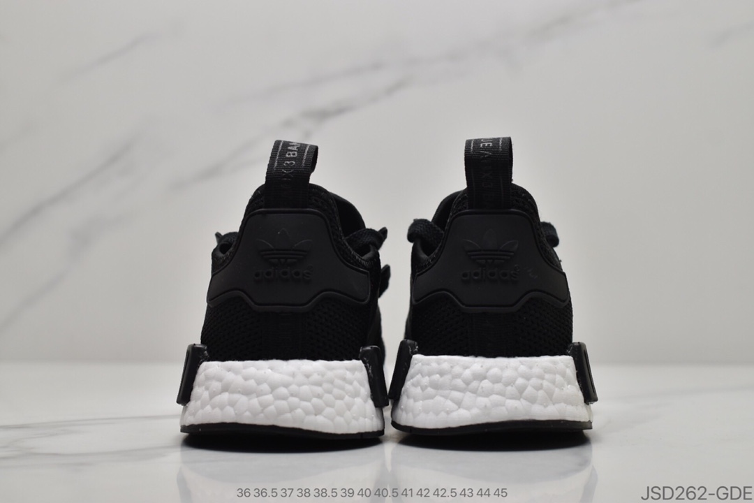 200 公司级阿迪达斯adidas三叶草 Originals NMD_R1”White/Black/Gradient”R1系列百搭休闲运动跑步鞋“白黑渐变黑条纹”FV8152