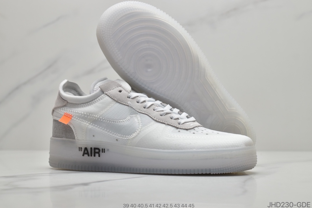 190  Off-White x Nike Air Force 1 Low ”Volt” 2.0空军一号经典百搭低帮休闲运动板鞋“OW透灰白”AO4606-100